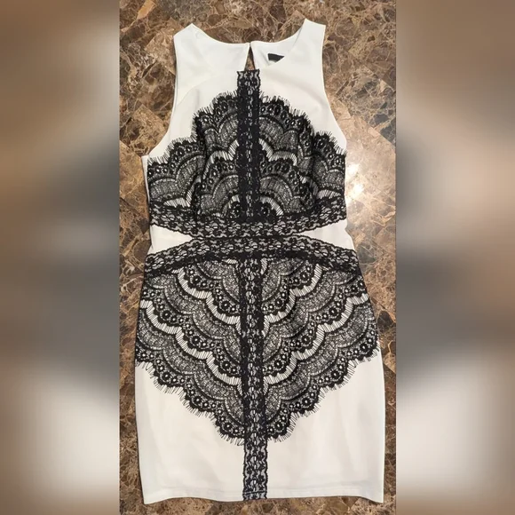 Ark & Co. Elegant Black and White Lace Dress - Picture 6 of 10